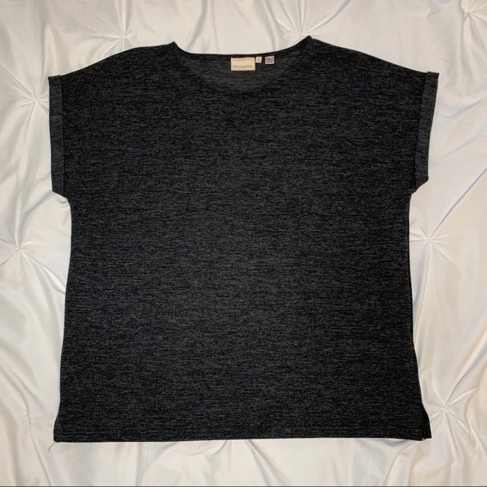 Grey rolled sleeve top